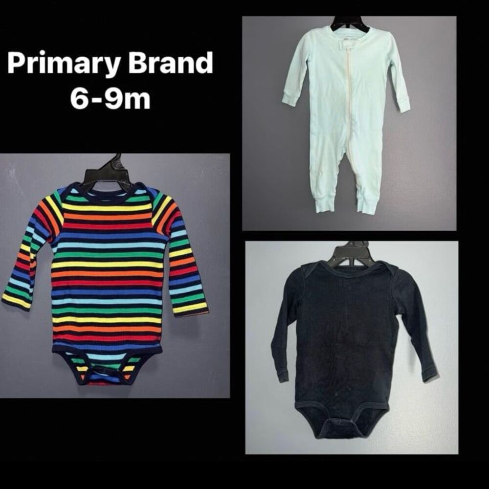Primary Brand Infants 6-9m Bodysuit & Footie Pajamas Bundles Solids Stripes